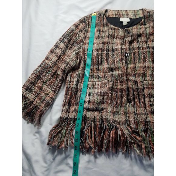 Anthropologie Fringe Tweed Snap Front Jacket - Picture 5 of 7